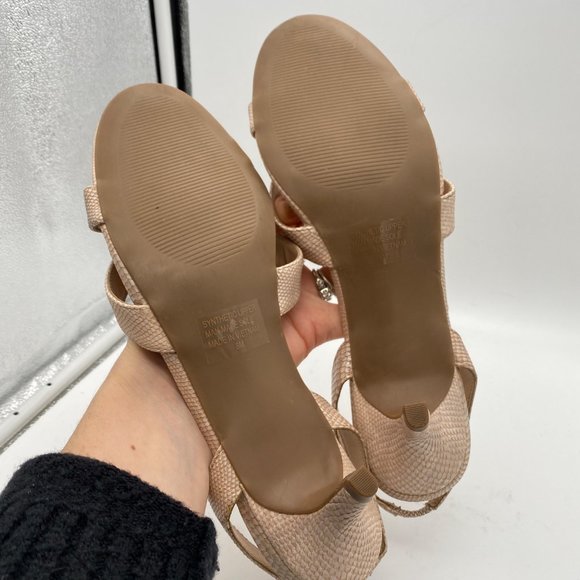 Ann Taylor Kitten Heel Strappy Sandals 8 M Pink Faux Snakeskin Dressy NEW Pastel - Picture 8 of 9